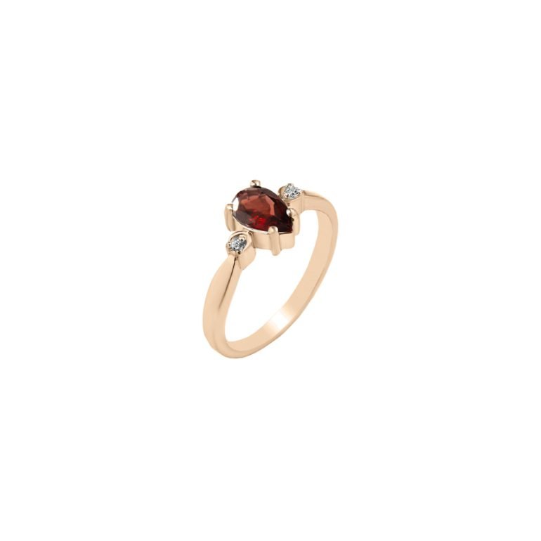 rose gold ring with garnet and fianits