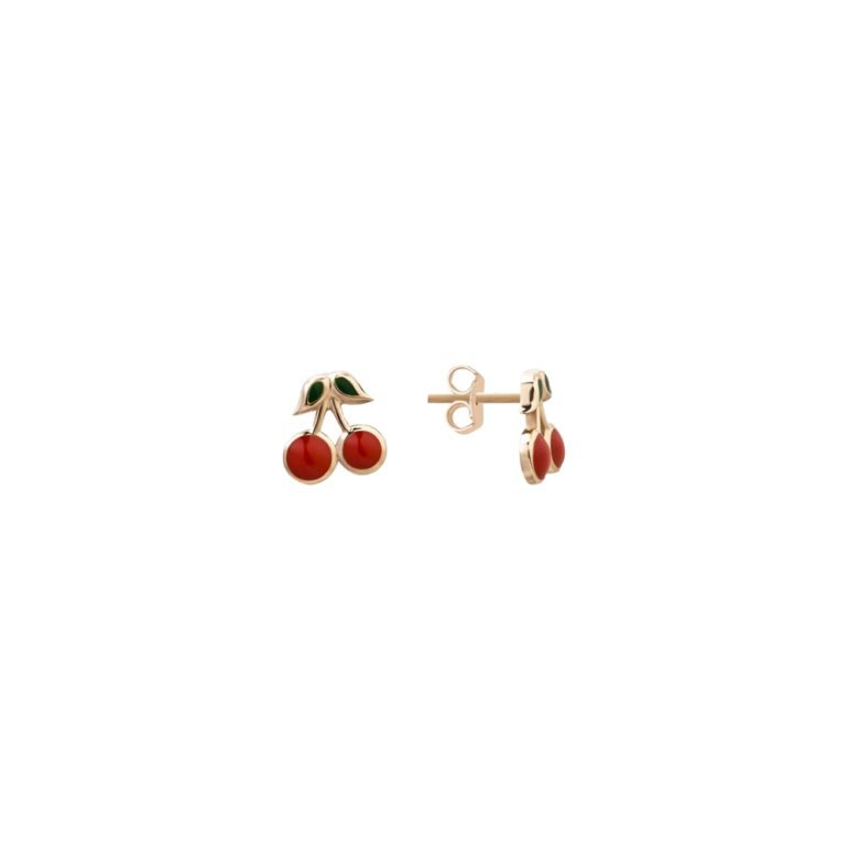rose gold stud earrings - cherries