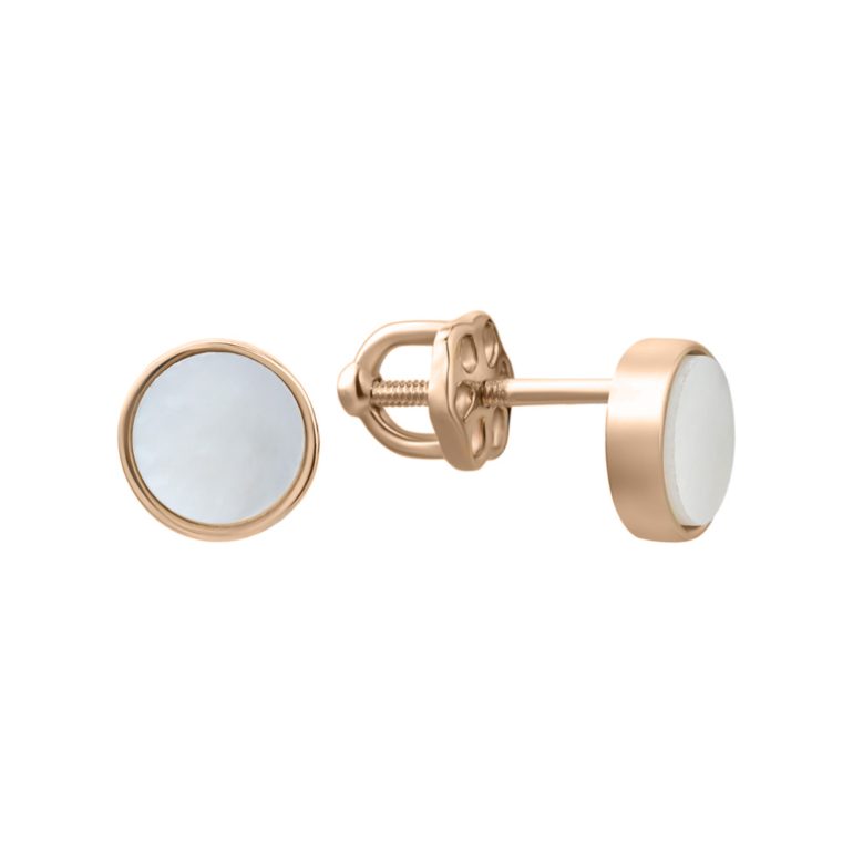 rose gold stud earrings with mother of pearl