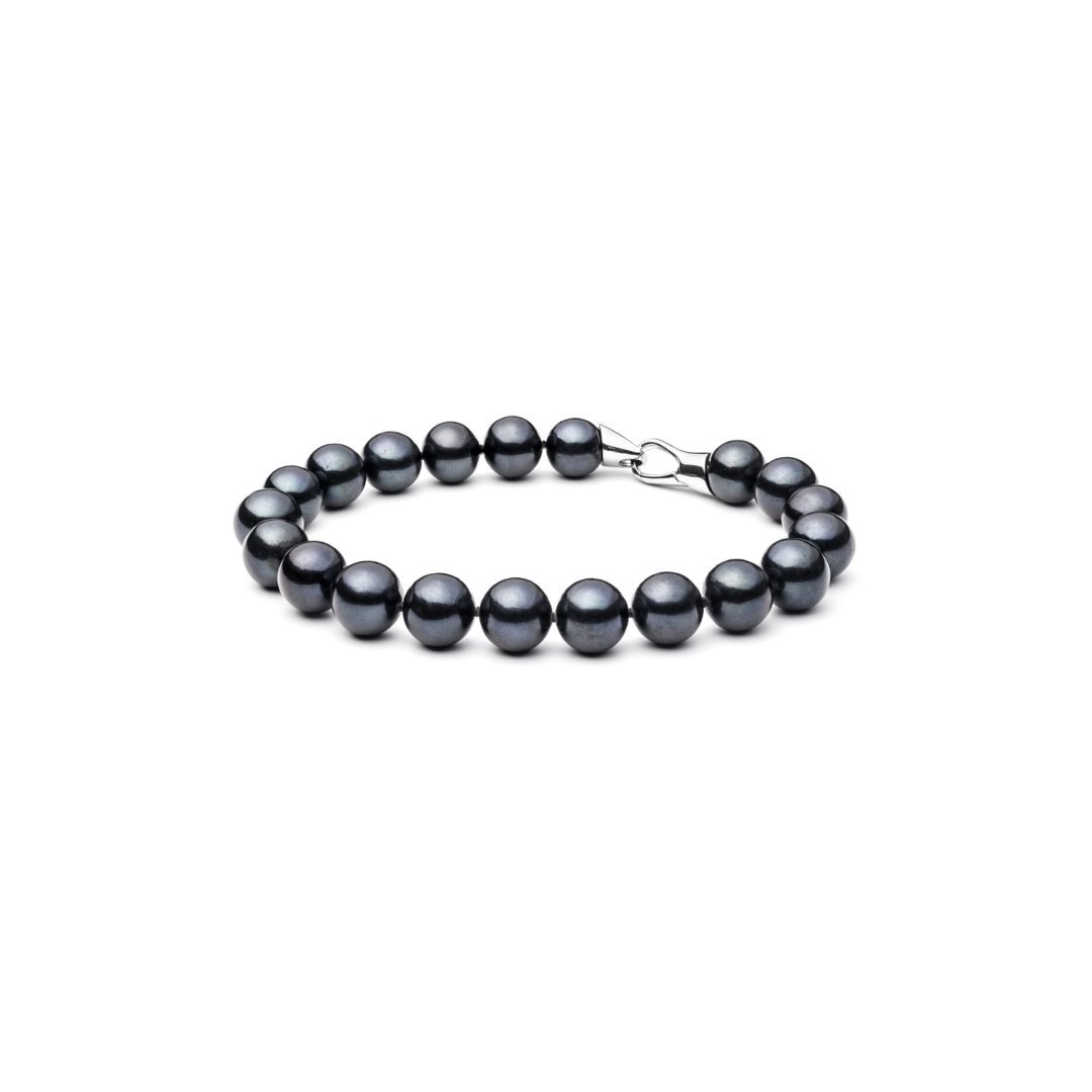 sterling silver bracelet with black cultivated pearls