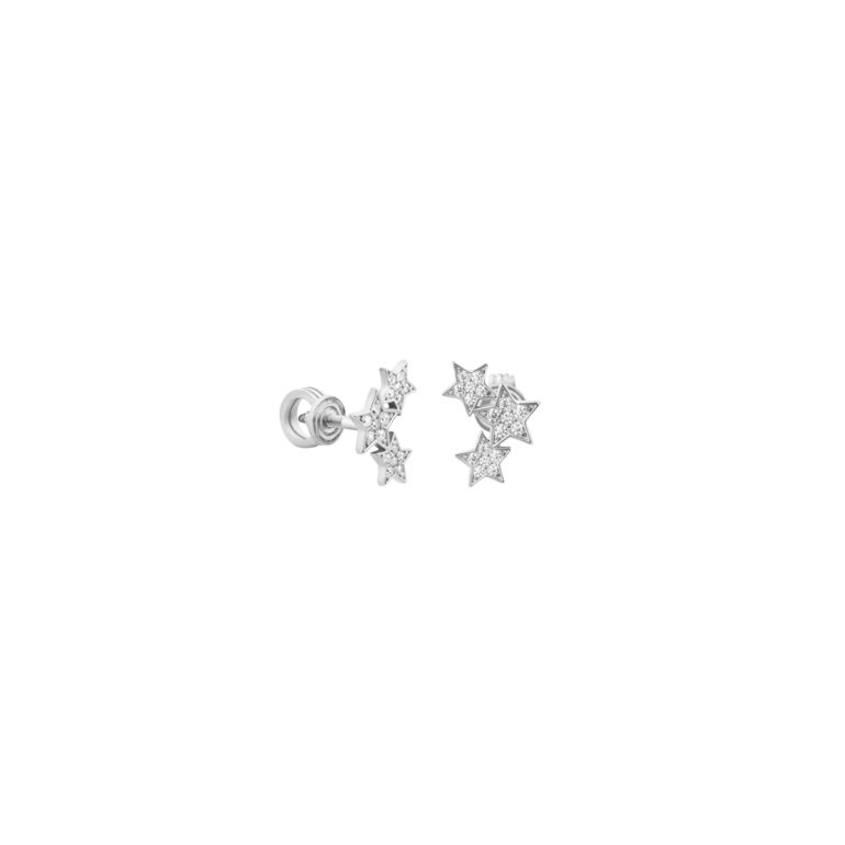 sterling silver earrings with cubic zirconia - three stars