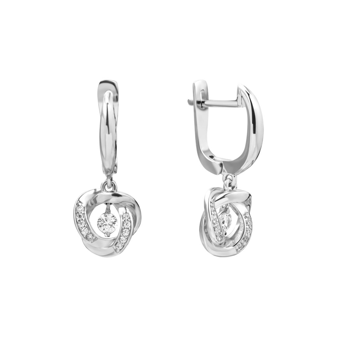 sterling silver earrings with dancing cubic zirconia