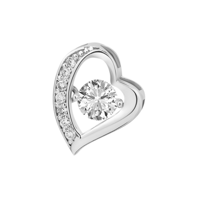 heart shaped sterling silver pendant with cubic zirconia