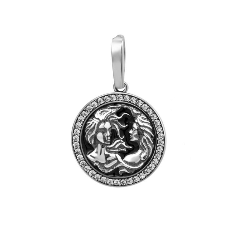 Sidabrinis pakabukas su cirkonio akutėmis - zodiako ženklas Dvyniai