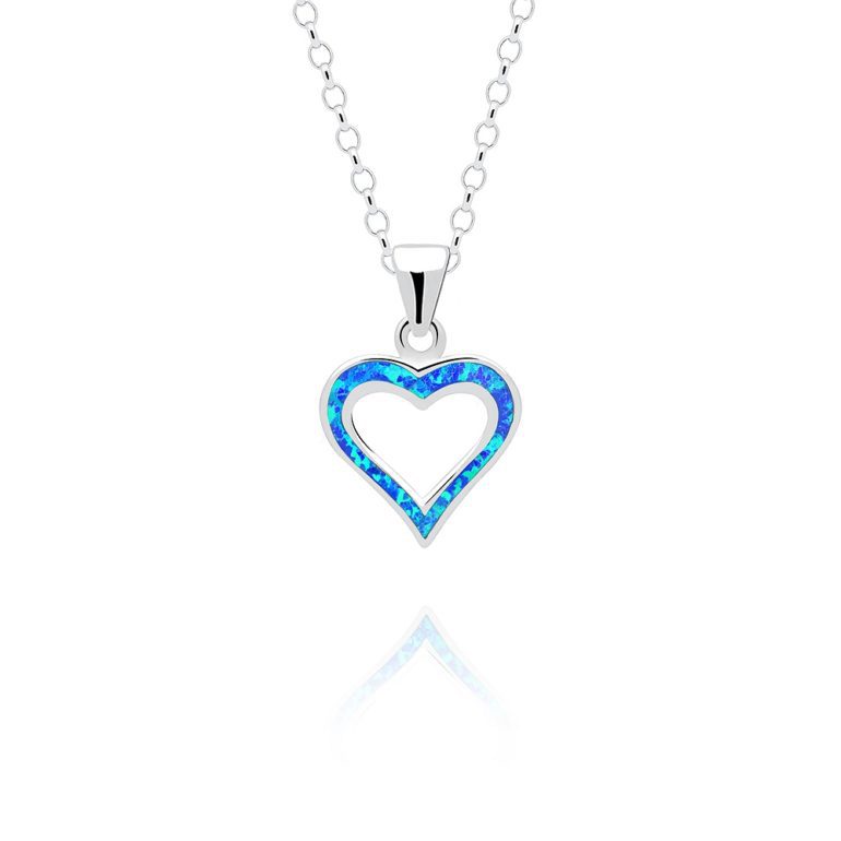 sterling silver pendant with opal - heart