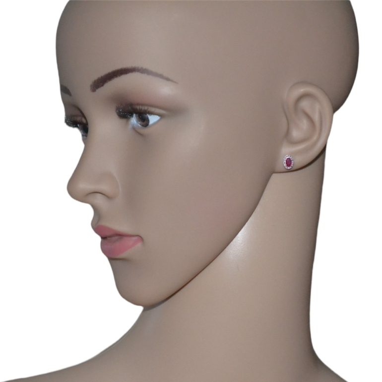 white gold earrings with ruby and diamonds