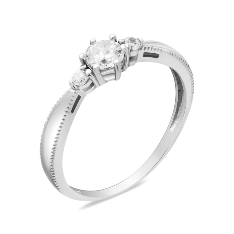 white gold ring with cubic zirconia