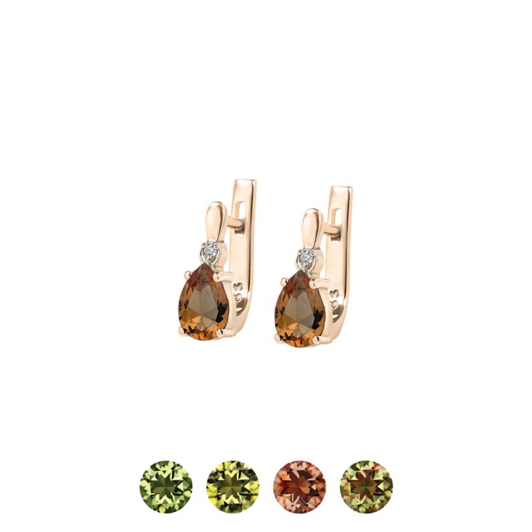 Rose Gold Earrings With Zultanite And Fianit