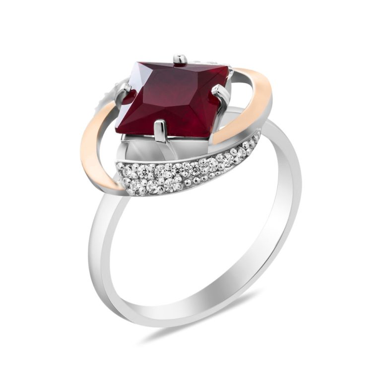 gold plated sterling silver ring with fianits