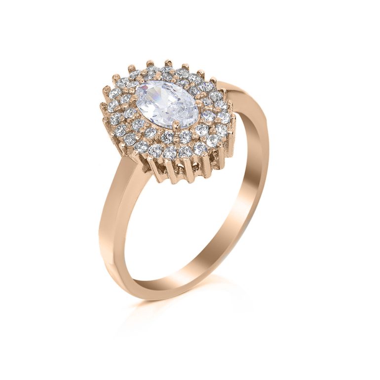 rose gold ring with cubic zirconia