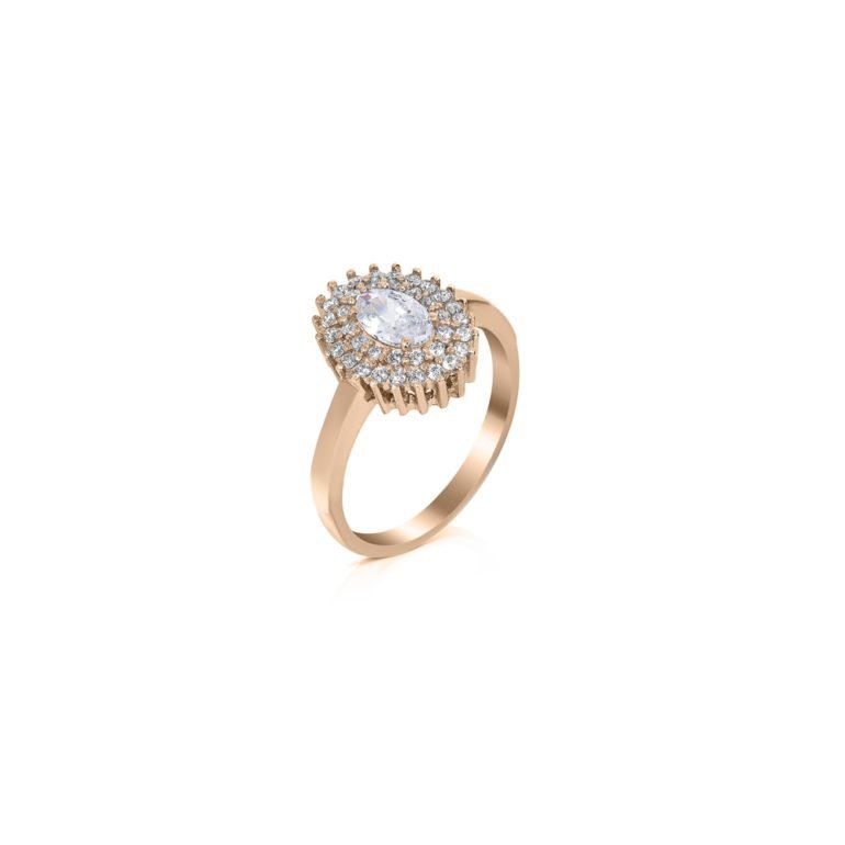 rose gold ring with cubic zirconia