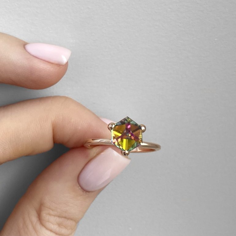 rose gold ring with Swarovski