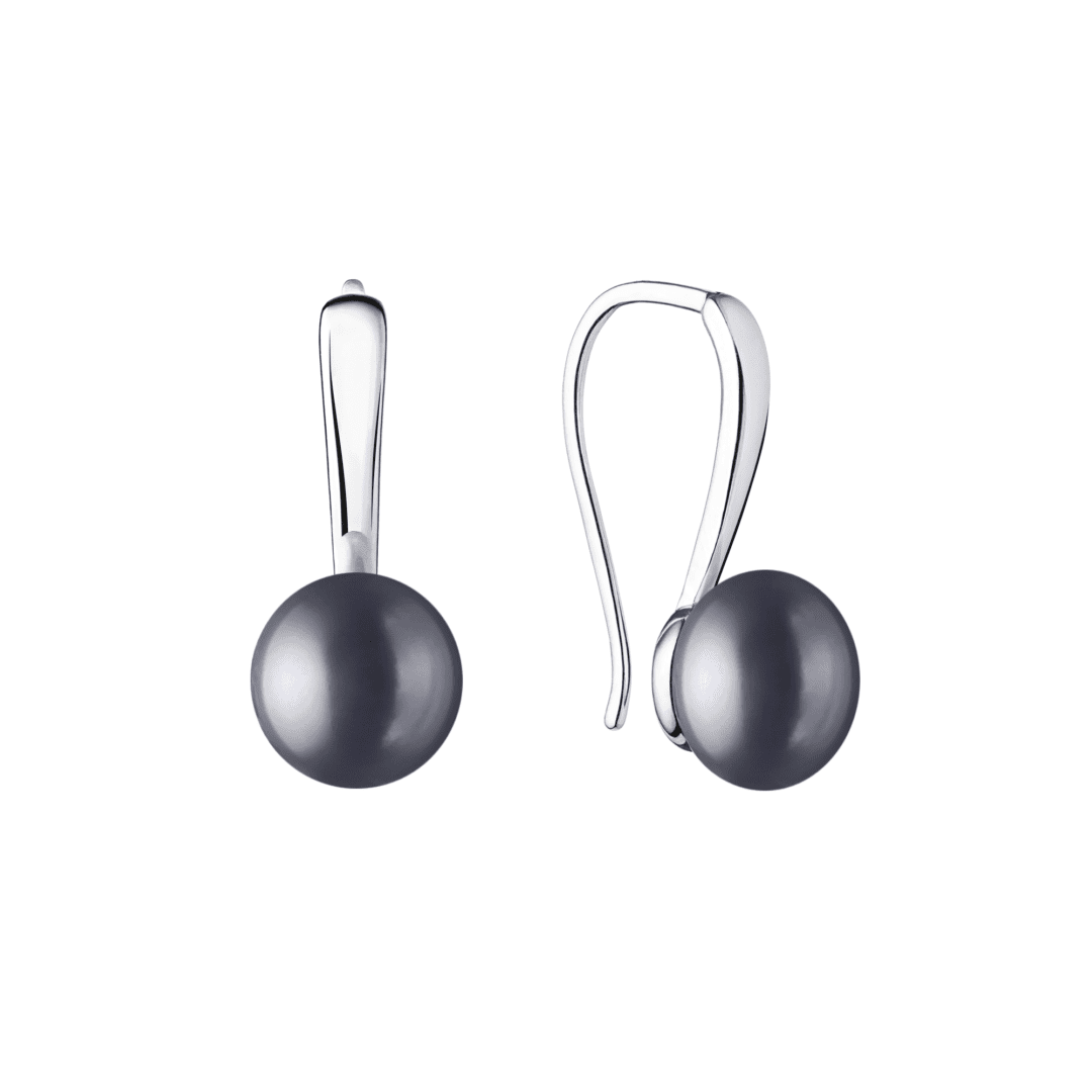 Elegantiški sidabriniai auskarai su juodais perlais