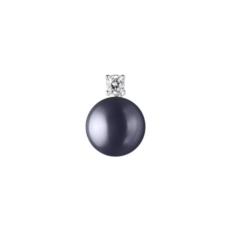sterling silver pendant with black pearl and cubic zirconia