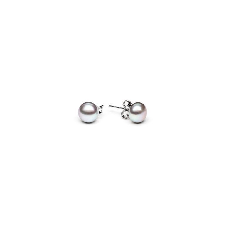 sterling silver stud earrings with grey cultivated pearls