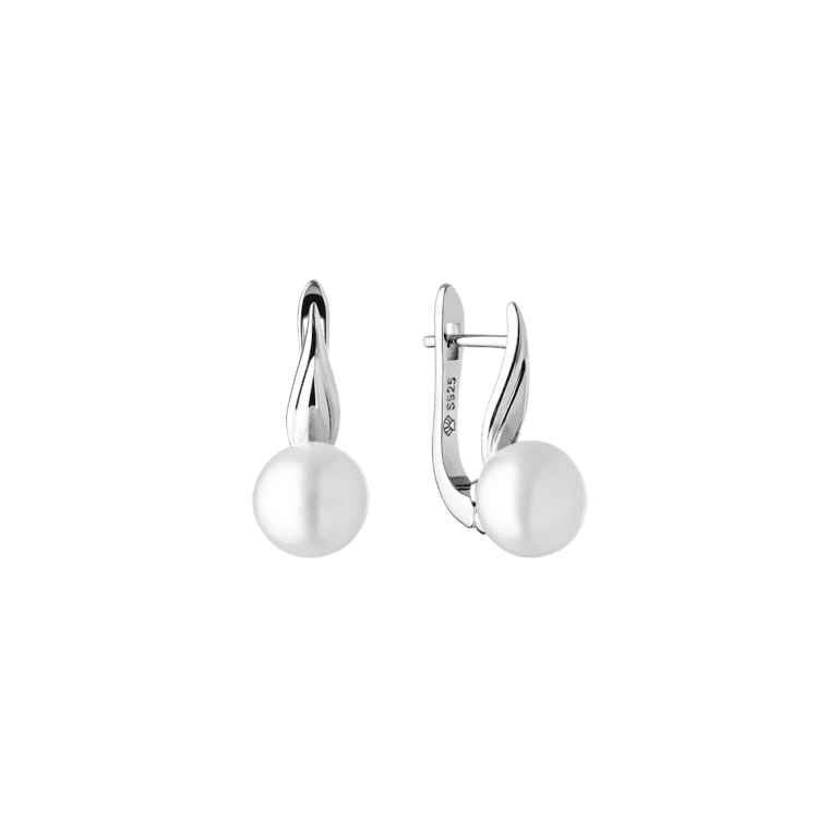 sterling silver earrings with white pearls