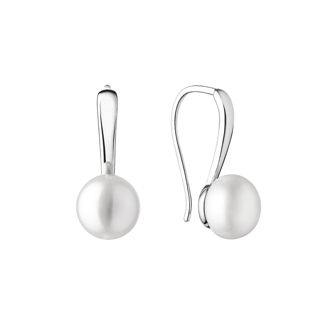 sterling silver white pearl earrings