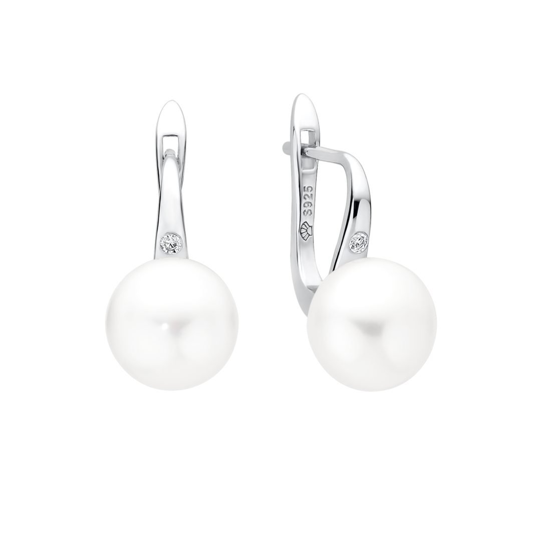 sterling silver white pearl earrings