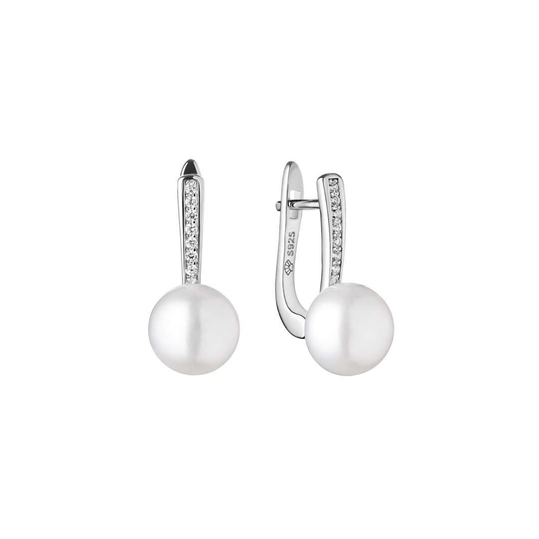 sterling silver white pearl earrings