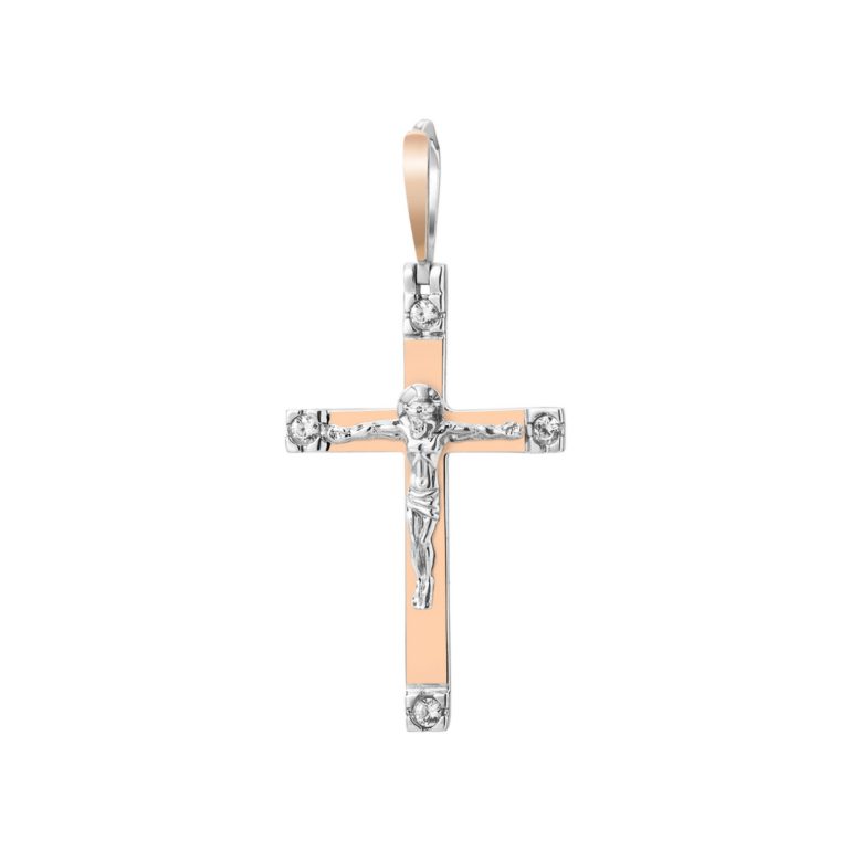 Sidabrinis Kryželis Su Auksinėmis Plokštelėmis Ir Cirkoniu