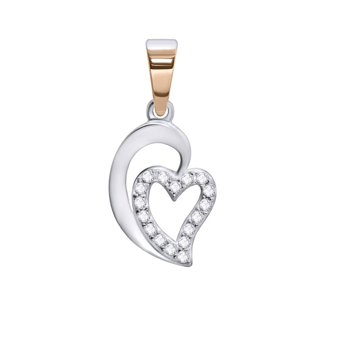 gold plated sterling silver pendant with cubic zirconia - heart