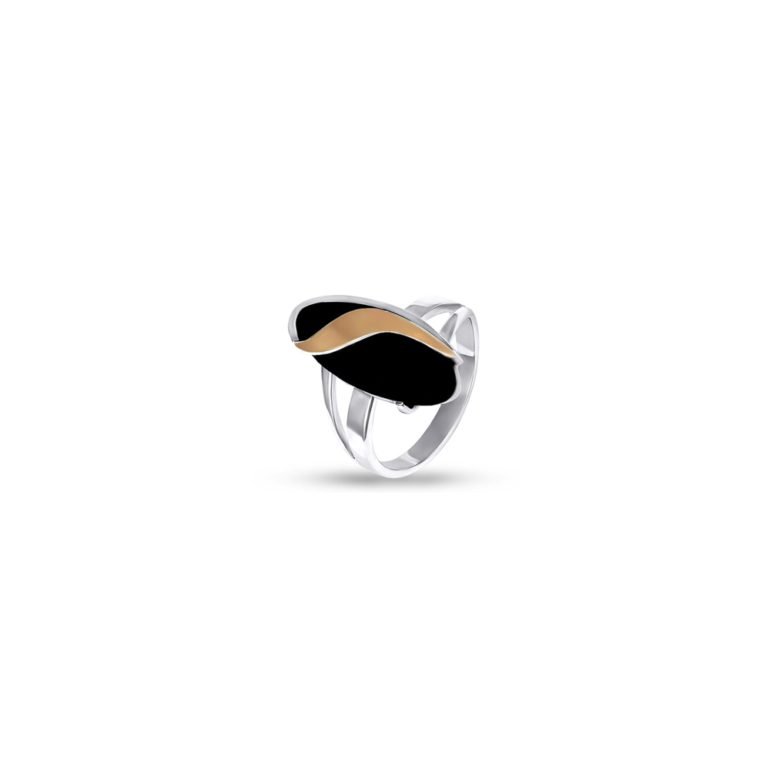 gold plated sterling silver ring with onyx