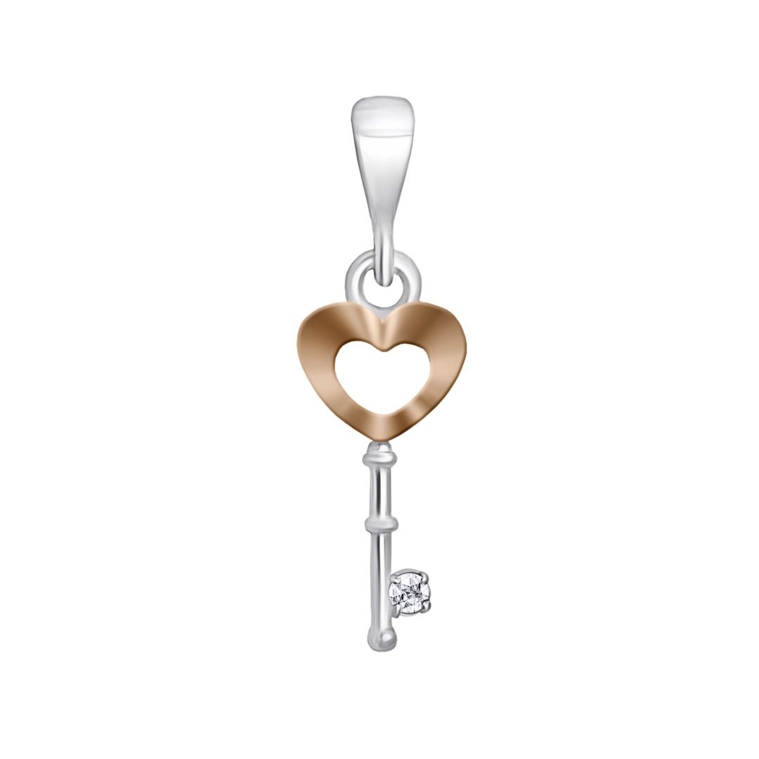 gold plated sterling silver love heart key pendant