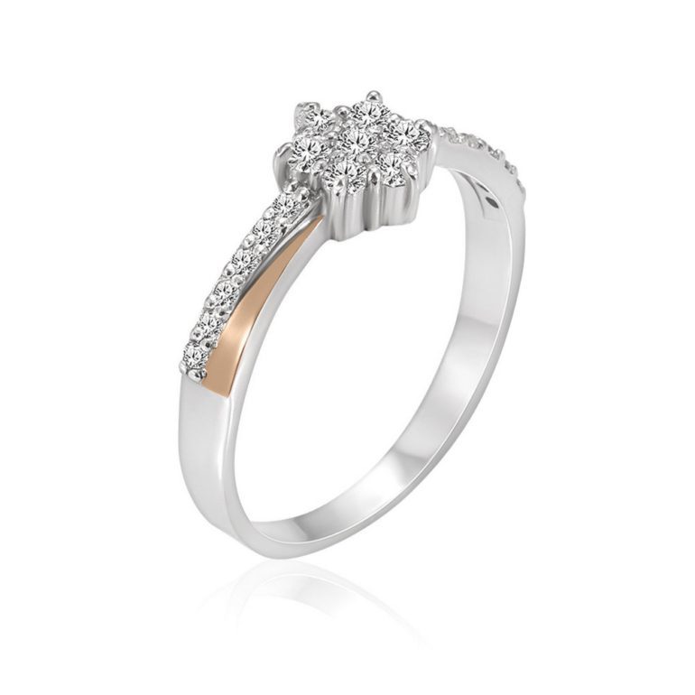 gold plated sterling silver ring with fianits