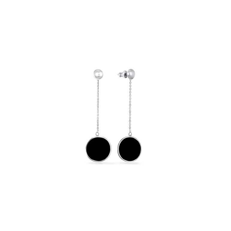sterling silver dandling stud earrings with onyx
