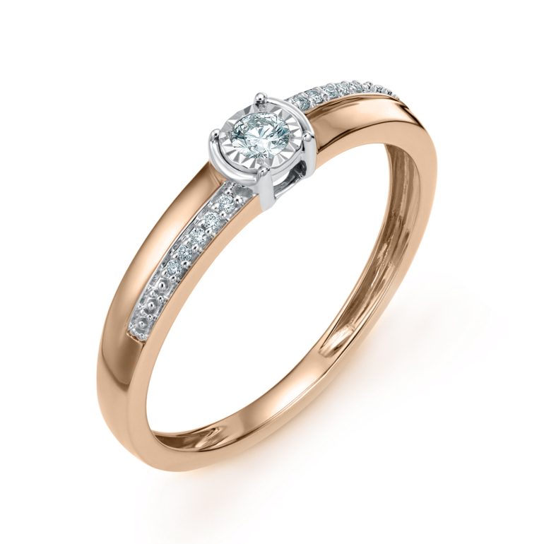 14ct rose gold ring with diamonds