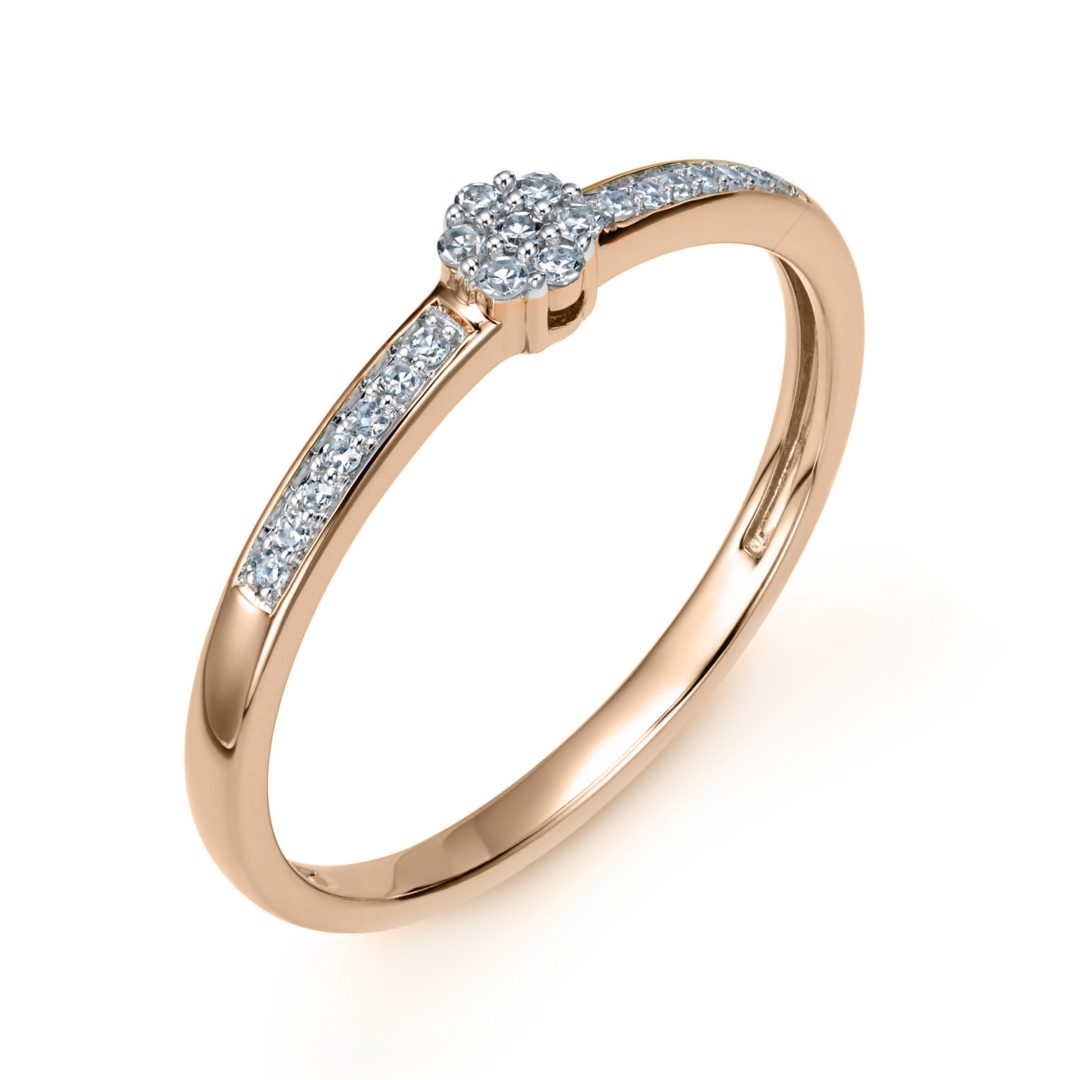 14 ct rose gold ring with diamonds