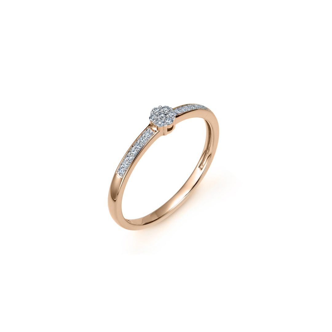 14ct rose gold ring with diamonds