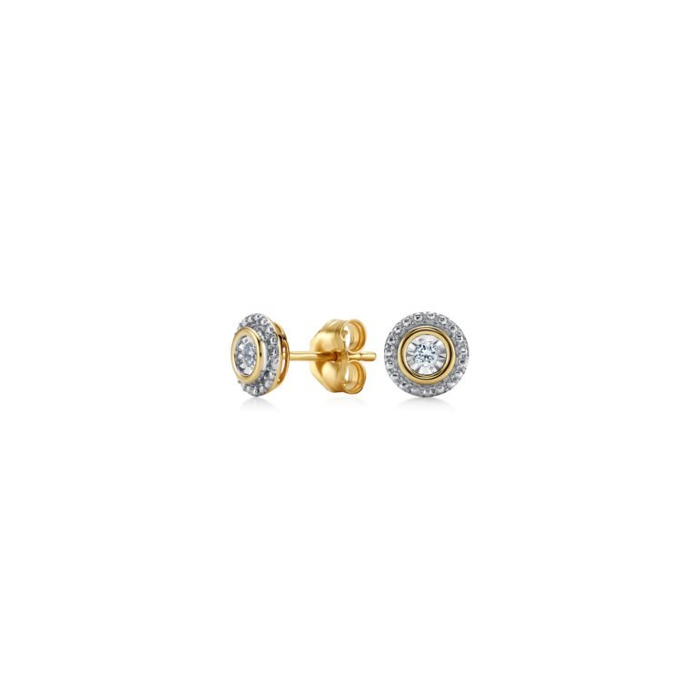 yellow gold stud earrings with diamonds