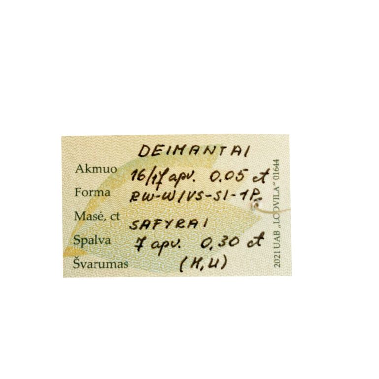 Balto Aukso Žiedas Su Safyrais Ir Deimantais