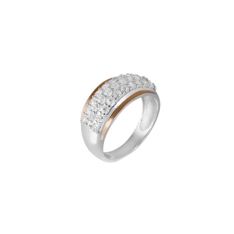 gold plated sterling silver ring with fianits