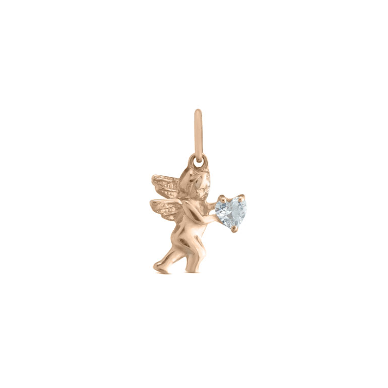 Rose Gold Angel Pendant With Cubic Zirconia