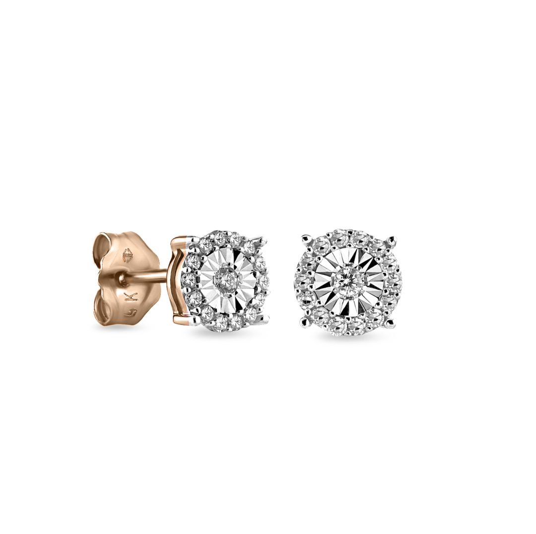 rose gold stud earrings with diamonds