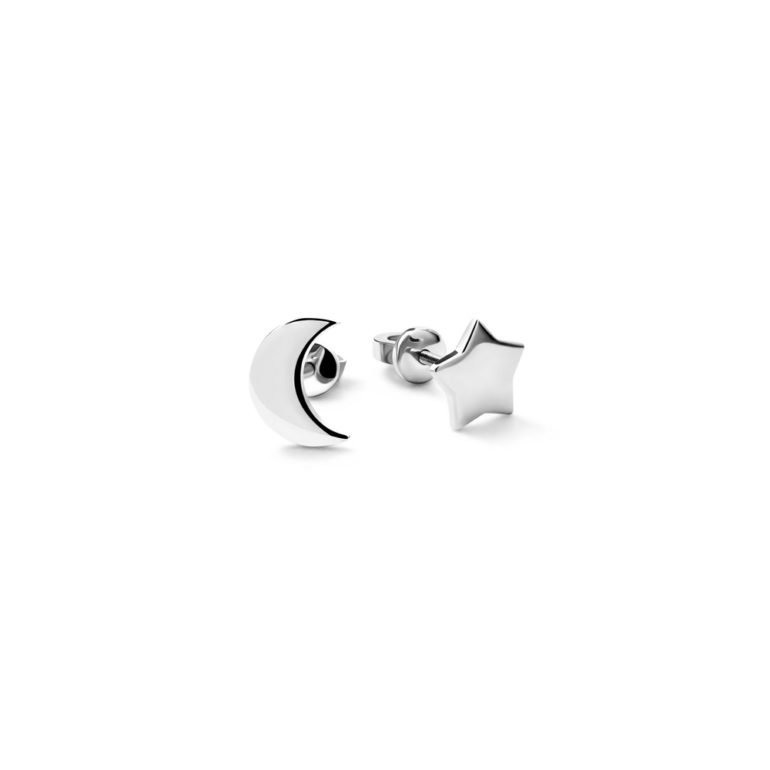 sterling silver stud earrings moon and star