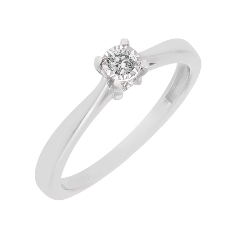 balto aukso žiedas su deimantais