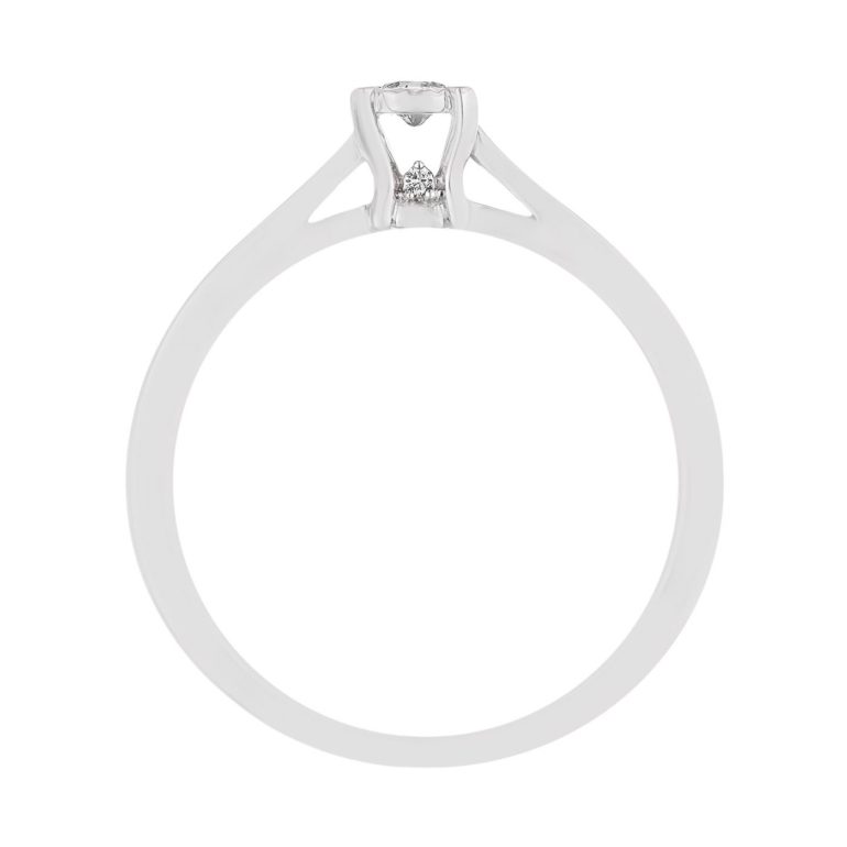 balto aukso žiedas su deimantais