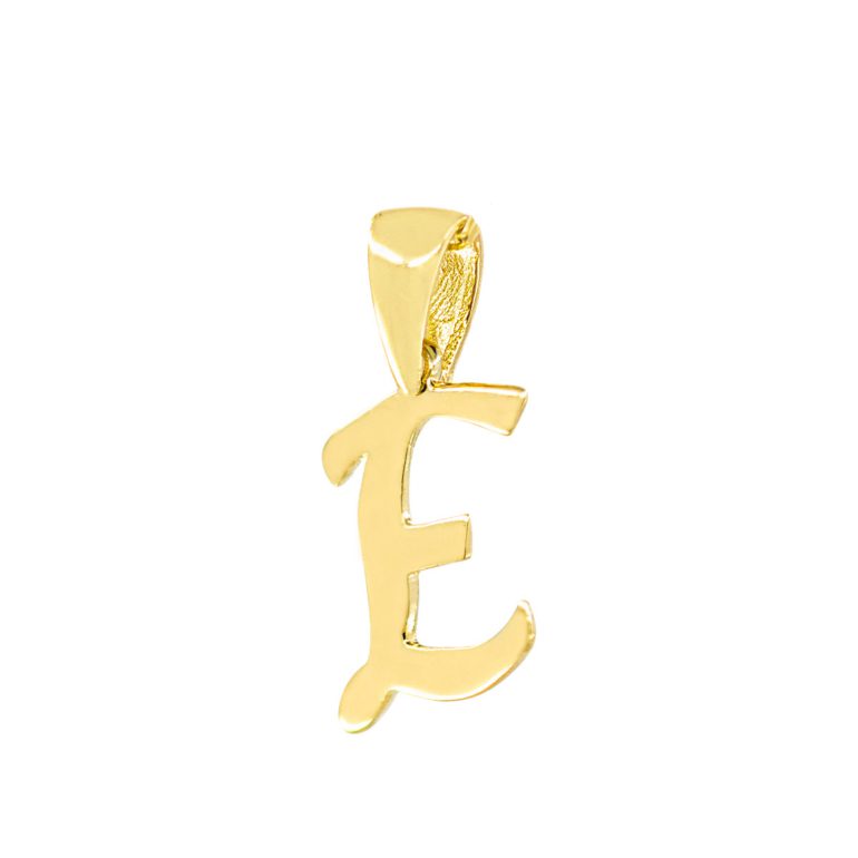 yellow gold pendant initial E