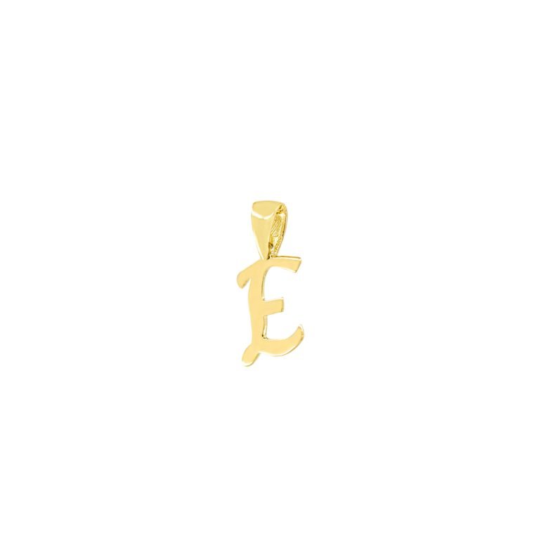 yellow gold pendant initial E