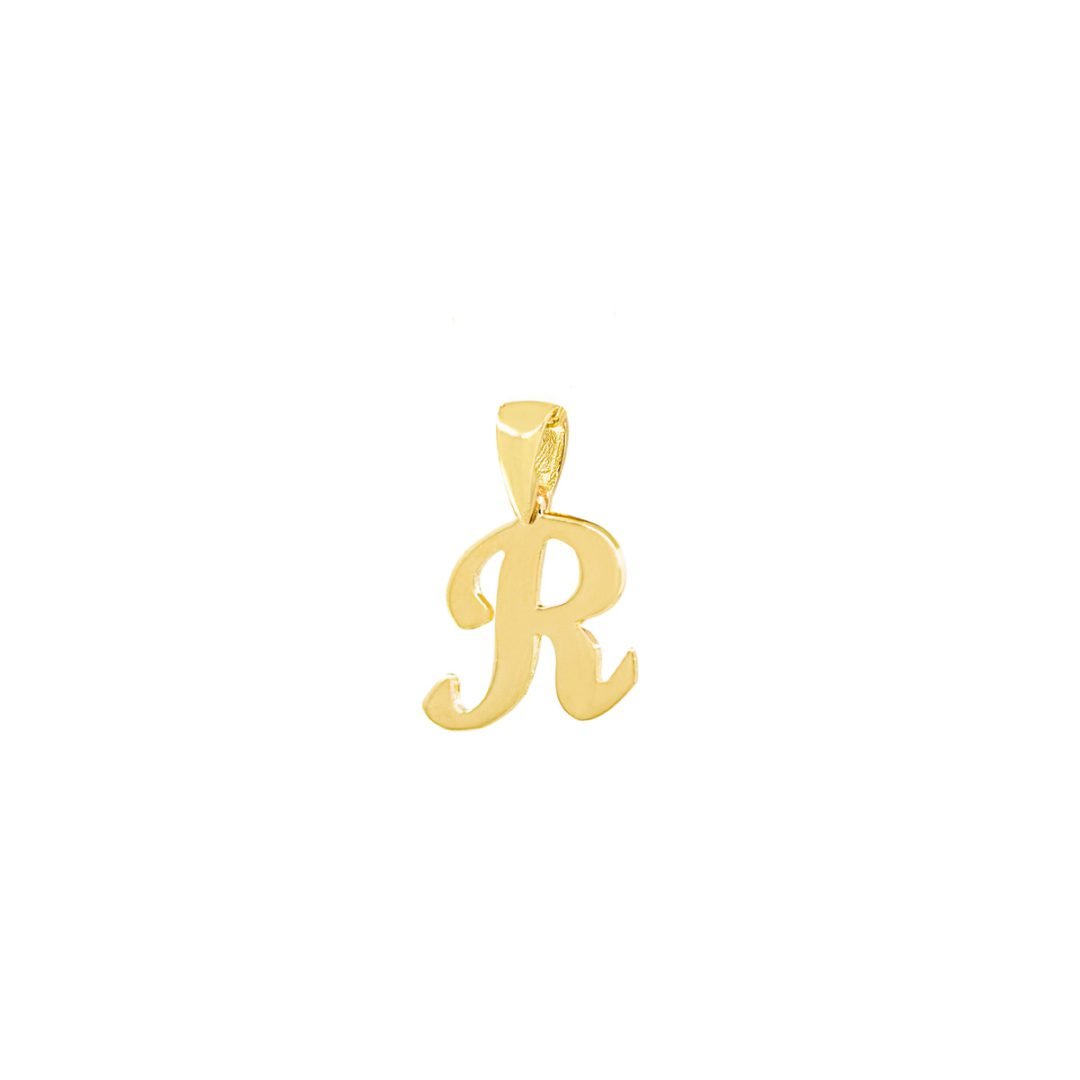 Geltono aukso inicialo R formos pakabukas