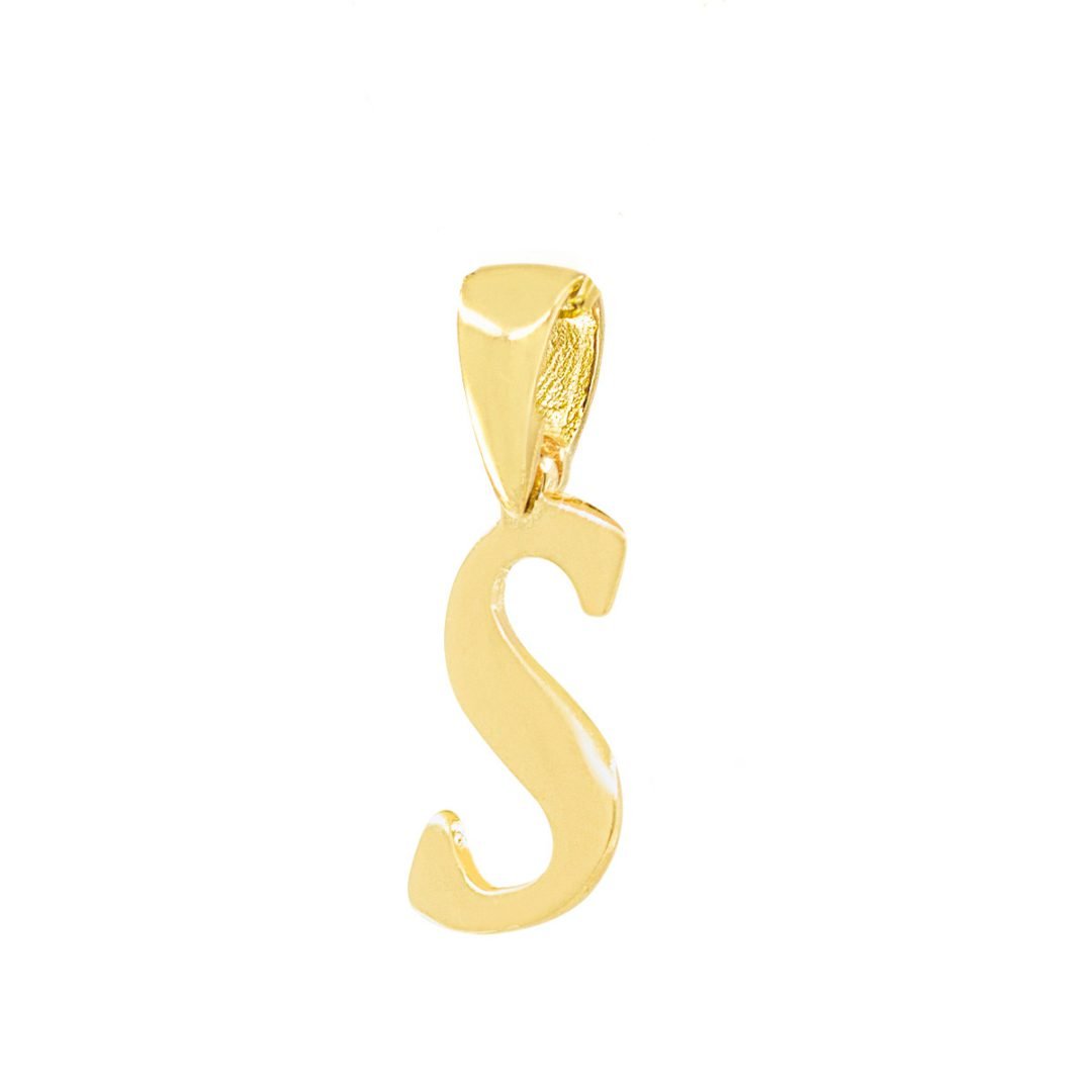 14ct yellow gold pendant initial S