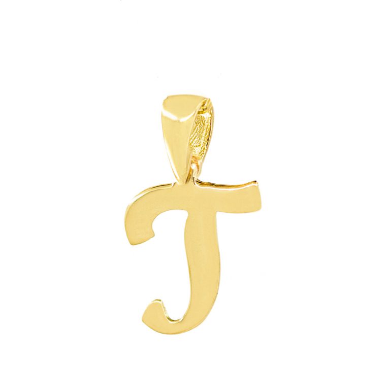 yellow gold pendant initial T