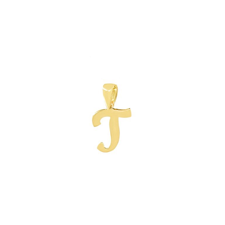 yellow gold pendant initial T