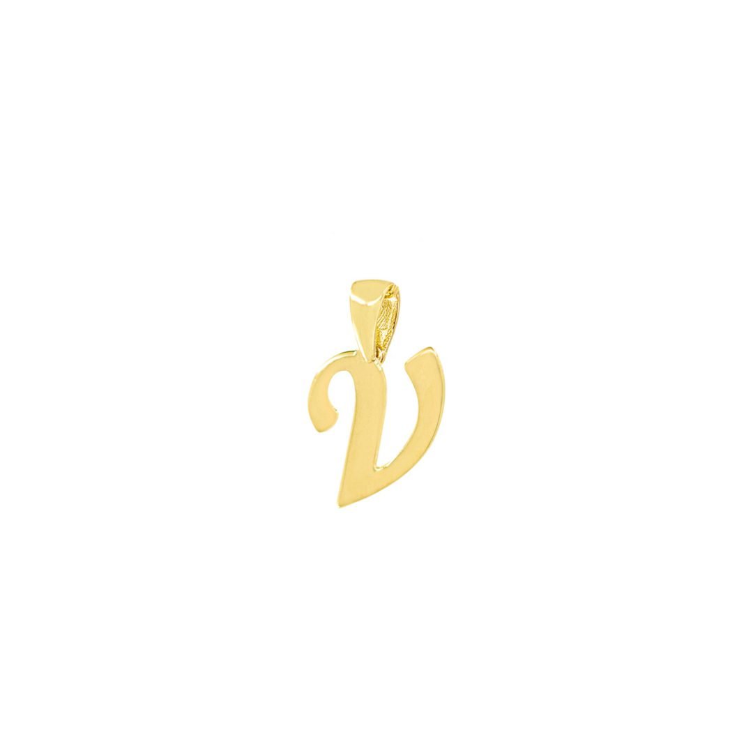 Geltono aukso inicialo V formos pakabukas