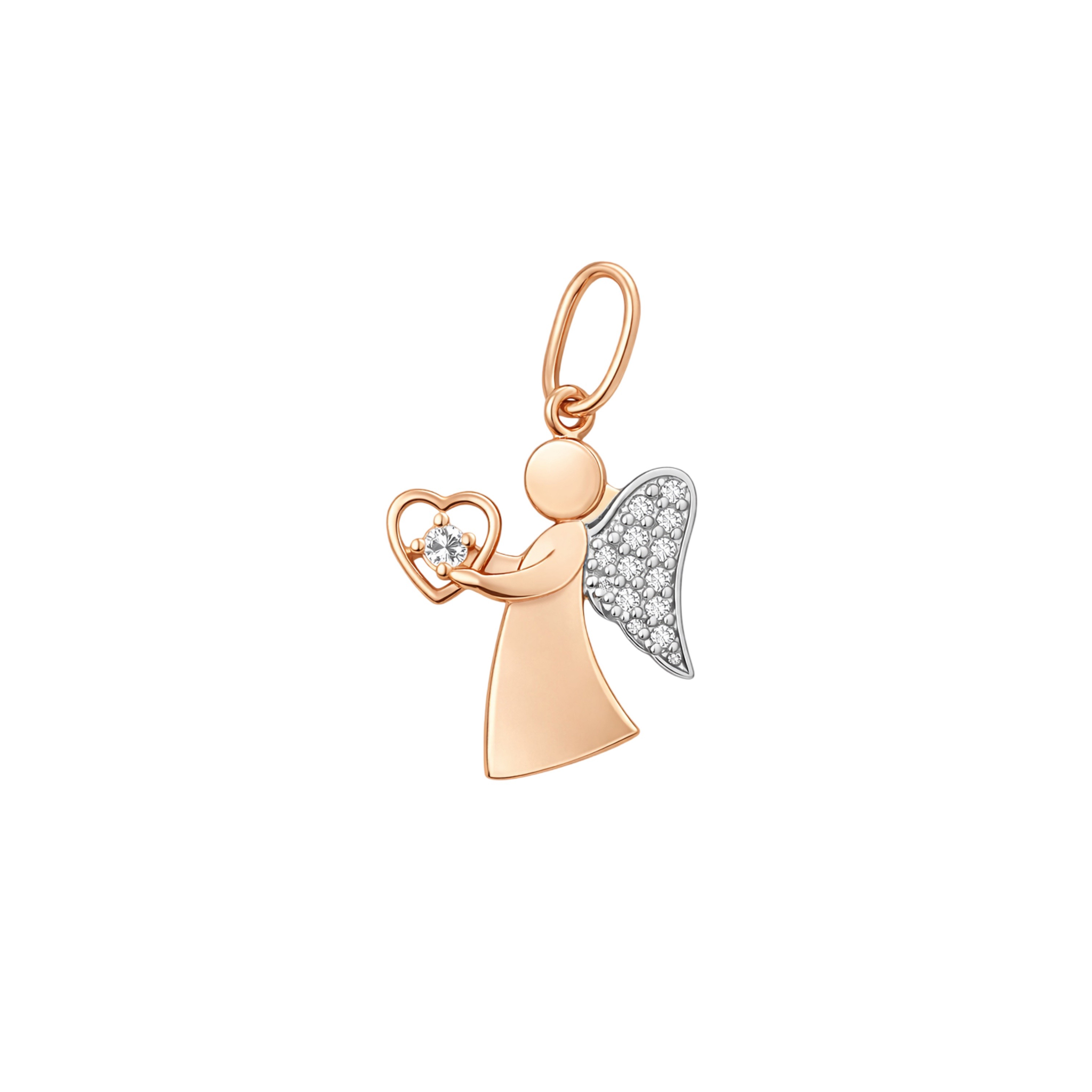 Rose Gold Angel Pendant With Cubic Zirconia