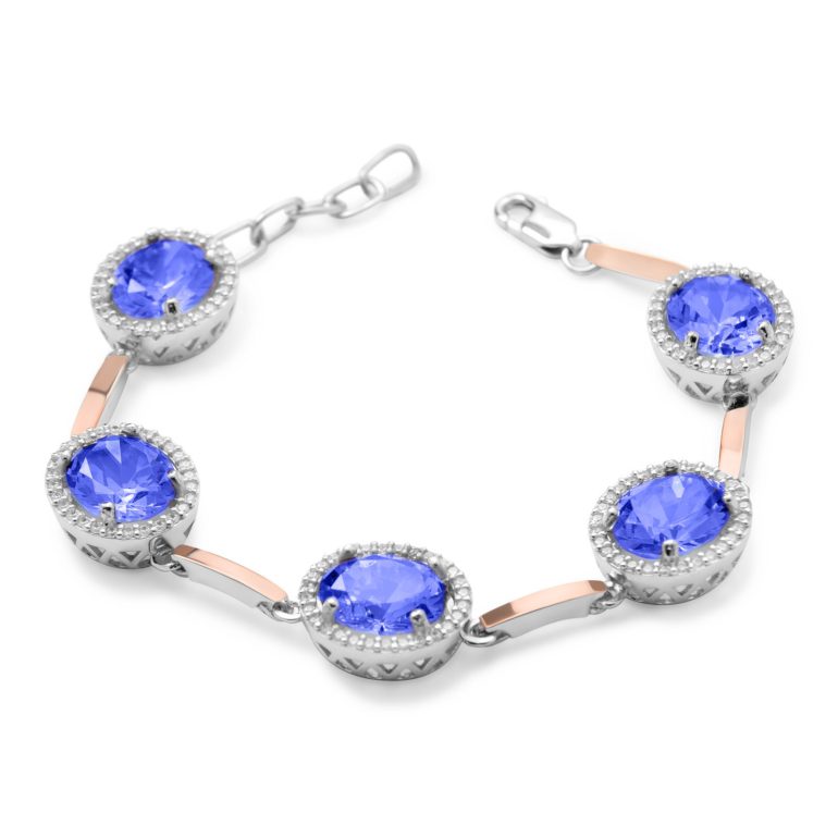 gold plated sterling silver bracelet with alpanit and cubic zirconia