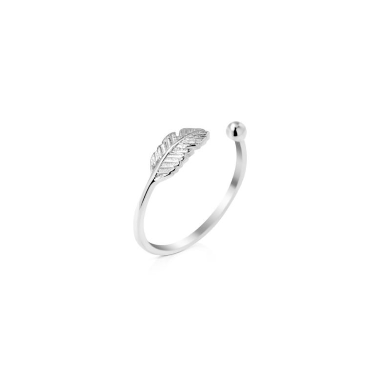 Minimalistinis atviras sidabrinis žiedas - lapelis